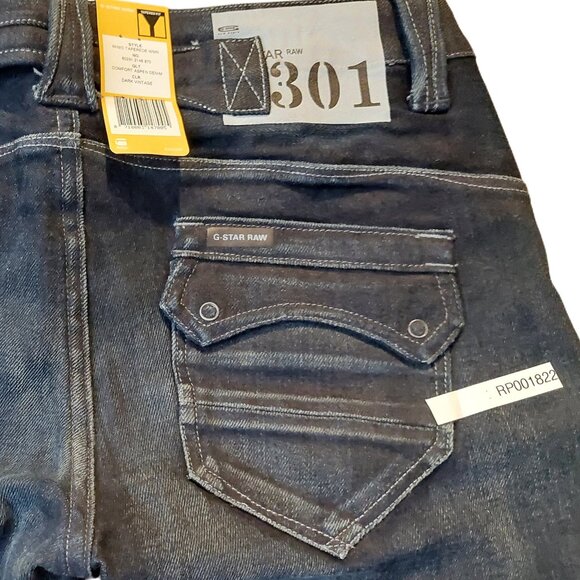 Retro Vintage G-Star Raw 3301 Minic Tapered Aspen Denim Jeans Pants Sz 25 NWT - Picture 11 of 12